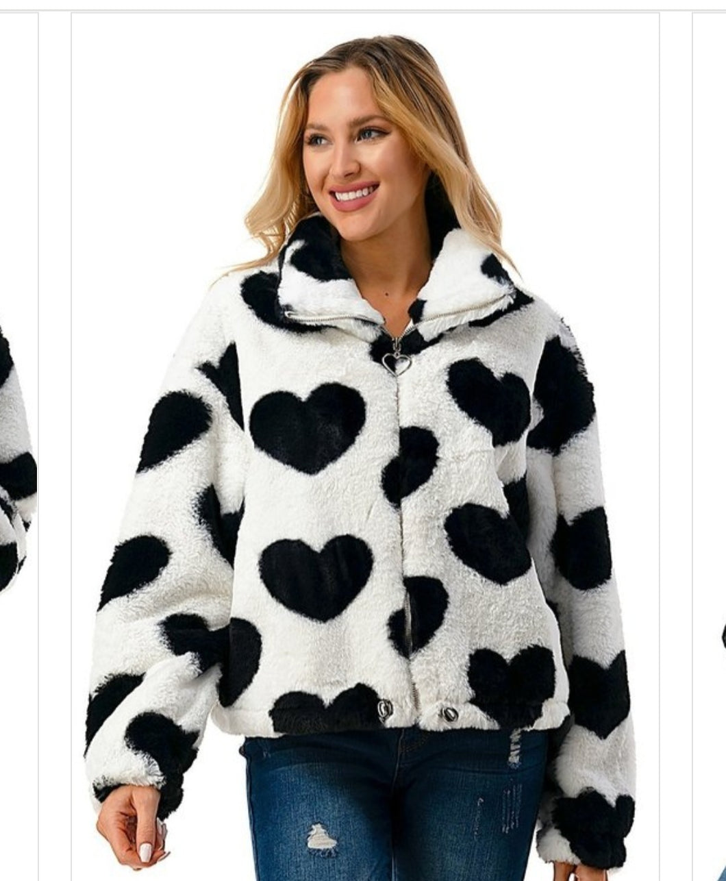 Heart fur jacket