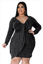 Load image into Gallery viewer, vneck metalic plus size dress
