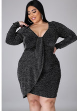 Load image into Gallery viewer, vneck metalic plus size dress
