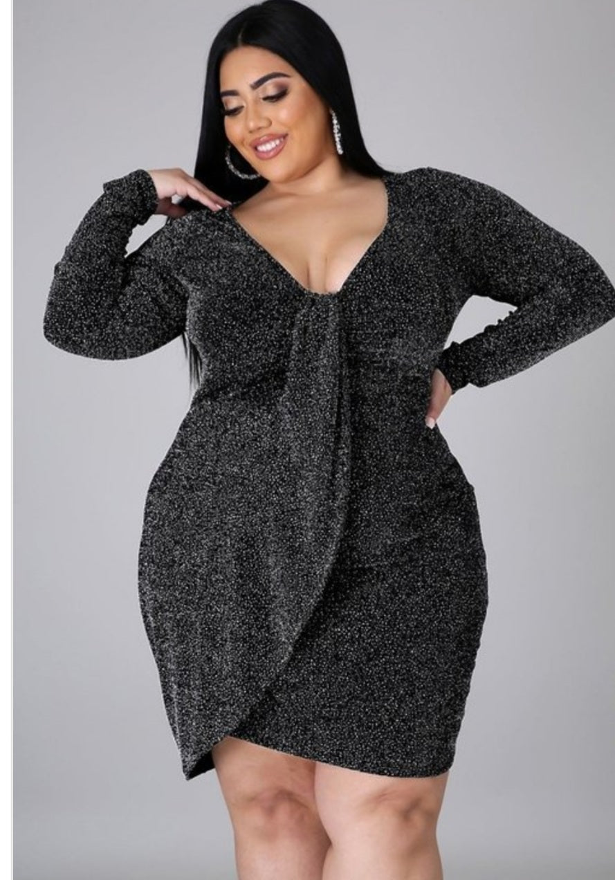 vneck metalic plus size dress