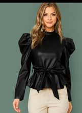 Load image into Gallery viewer, peplum leather top with belt
